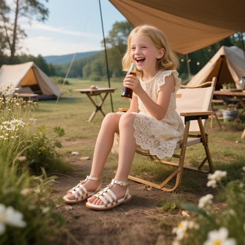 THEE BRON Toddler Girls Gladiator Sandals - Cushioned Comfy Shoes for Princess Summer Play2