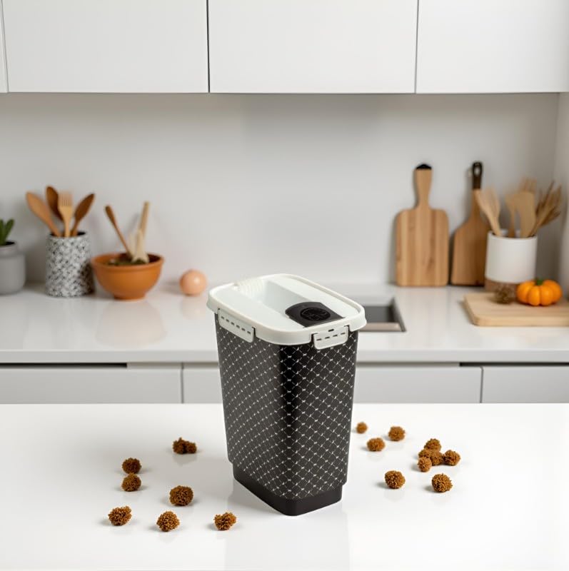 Rotho Flo Tierfutterbehälter 4.1l mit Deckel, lebensmittelechter Kunststoff (PP) BPA-frei, schwarz, 4.1l (19.5 x 13.6 x 27.0 cm)