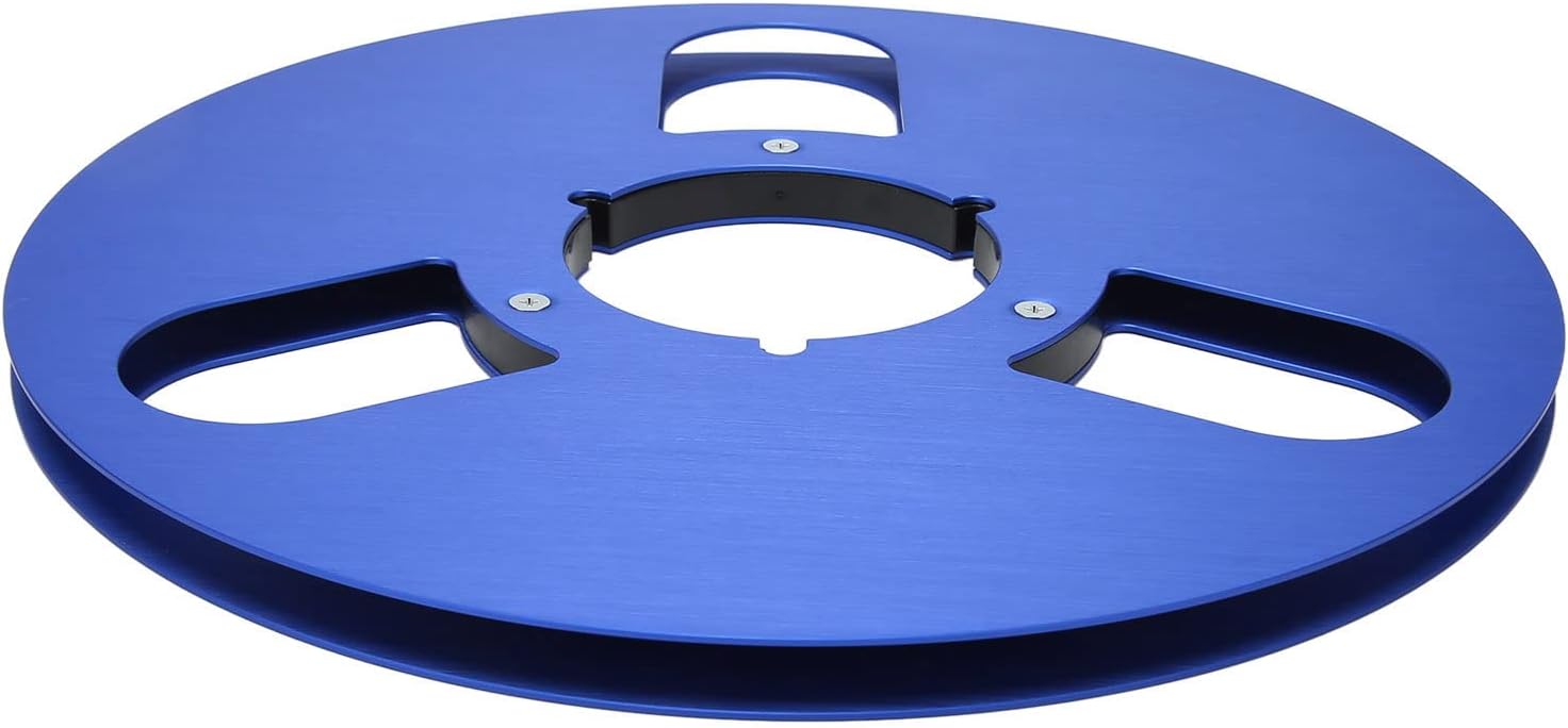 GOWENIC 1/4 Inch 10 Inch Aluminum Alloy Take Up Reel, Small Hub Empty Reel to Reel, Blue, Professional Audio Tape Reel, Studio Recording Equipment, Reel Hub