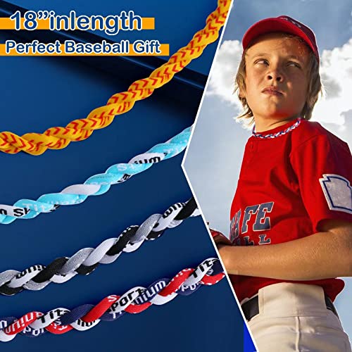 4 pieces baseball necklaces for boysthree braided rope tornado sports titanium necklacesbaseball accessories drip