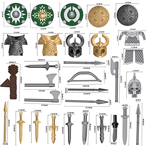 Millitärspielzeug Helm Antikes Rom, 106St. Ritter Helm, Schwert und Waffen Set für Ritter Mini Figuren SWAT Team Polizei… – Bild 3