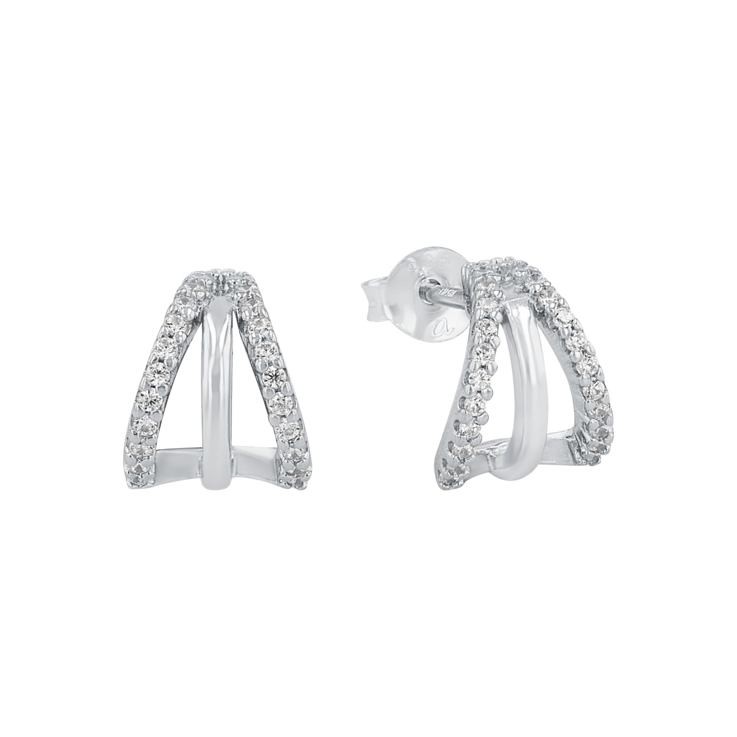Amor Ohrstecker 925 Sterling Silber Damen Ohrschmuck, mit Zirkonia synth., 0,9 cm, Silber, Kommt in Schmuck Geschenk Box, 2026261