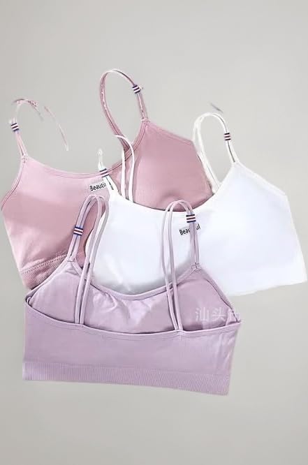 Women Cotton Padded Bralettes Bra Sports Bra Women Bra - Girls Bra Fashionable Lifestyle, Free Size (Pack of 3), Size (28-34).