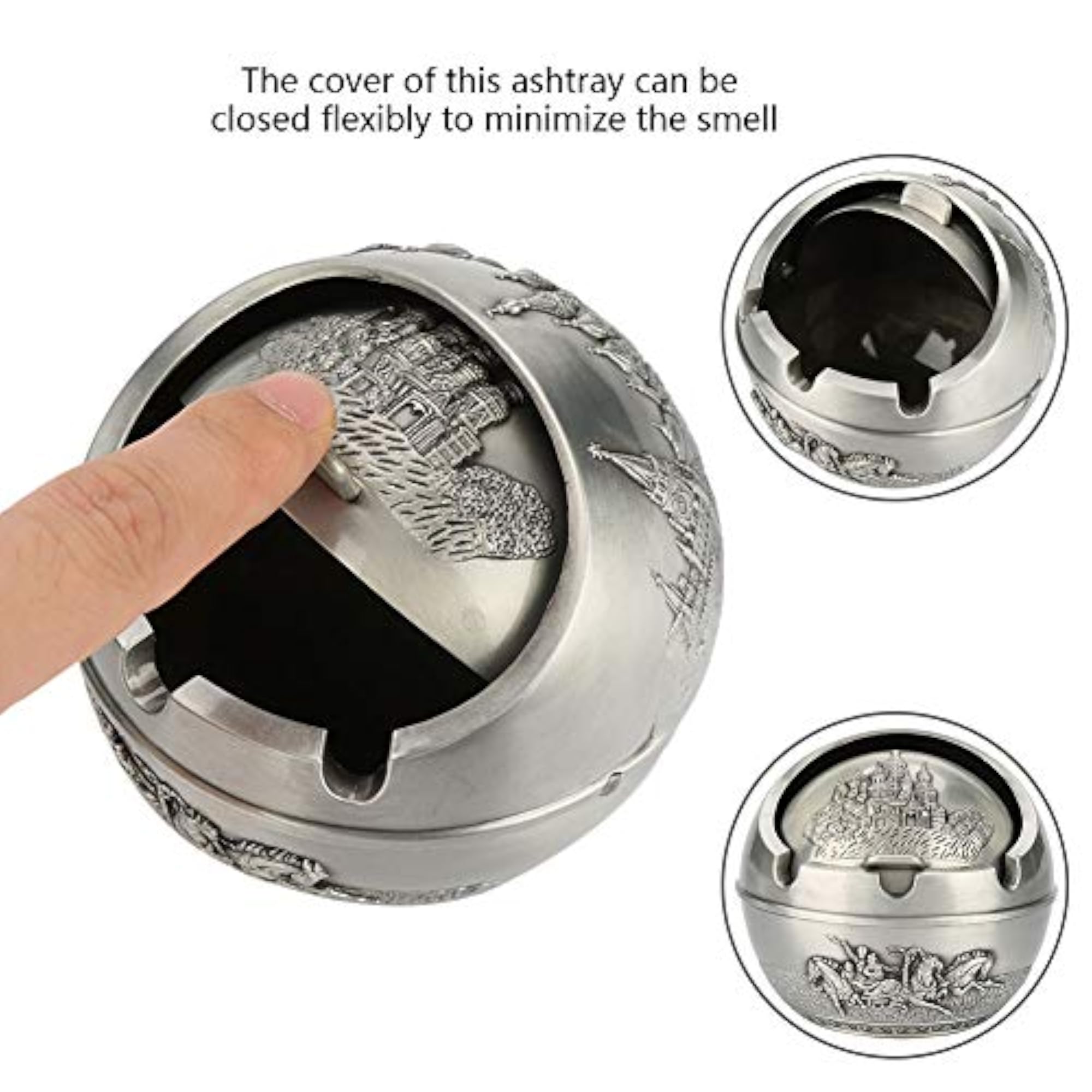 Portable Windproof Ashtray with Lid for Car and Home