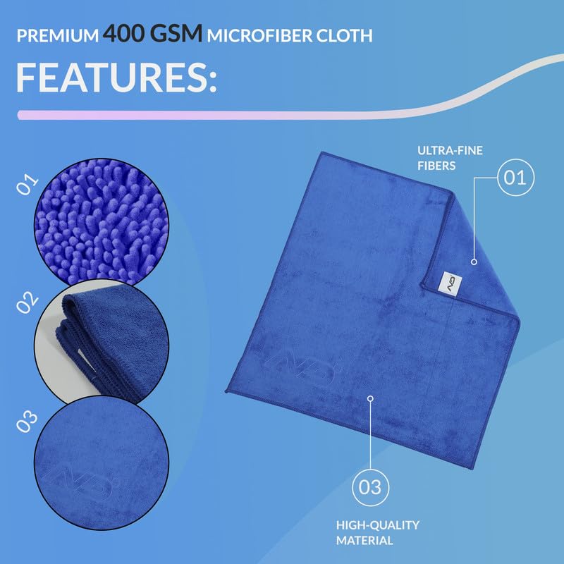 Image of Neodrift '400 GSM' Microfiber Cloth (Size - 40X40 Cm)(Set of 8 PC)(Colour - Blue)(Ultra Soft Cleaning Cloth for Car, Bike - Polishing, Detailing, Highly Absorbent)