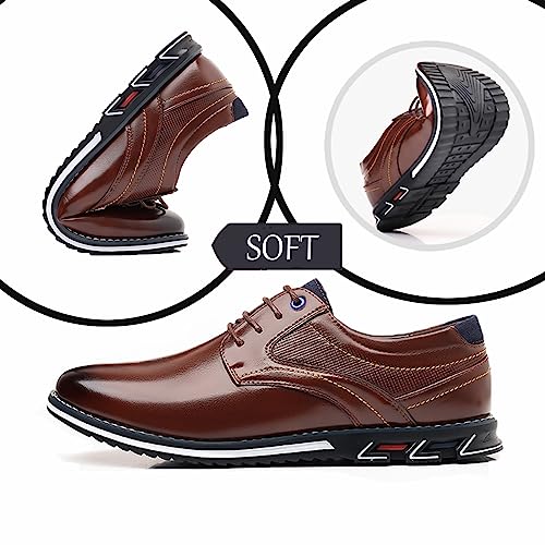 Men's Leather Dress Flat Oxford Shoes Slip On Lace Up Causal Shoes Fashion Walking Shoes Business Office Party Comfort Loafers3