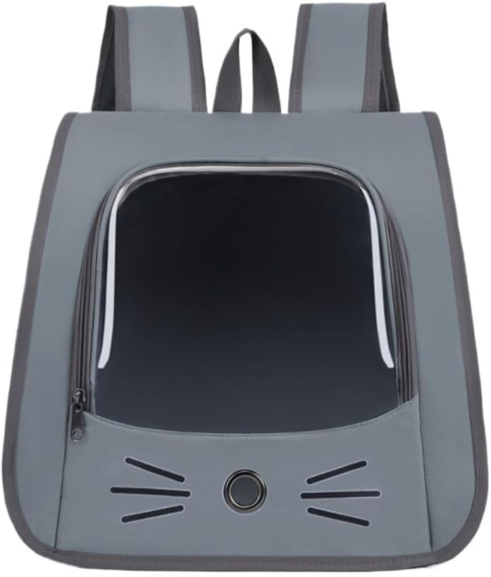 Practical Cute Cat-Shaped Pet Backpack, Multi-Color Transparent-Window Travel Supplies for Small Pets(Minimalist Gray)