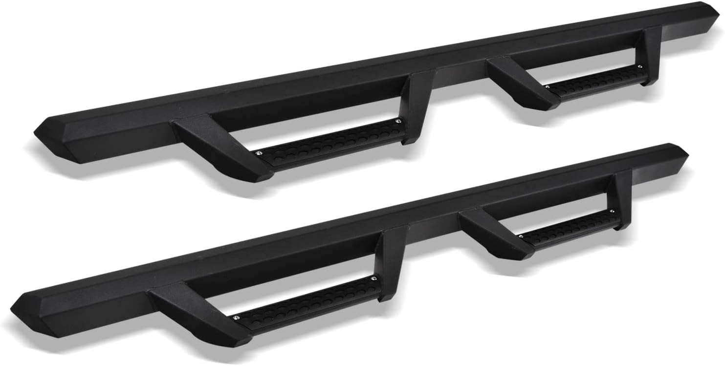 Stehlen 642167819066 Compatible with 2009-2018 Dodge Ram 1500/2019-2024 Classic Quad (Extended) Cab Hoop Drop Step Side Nerf Bars Rail Running Boards v2 - Matte Black
