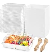 ZORRITA 7x5 Inches Charcuterie Boxes with Clear Lids, 50 Pack Paper Bakery Boxes with Window Take...