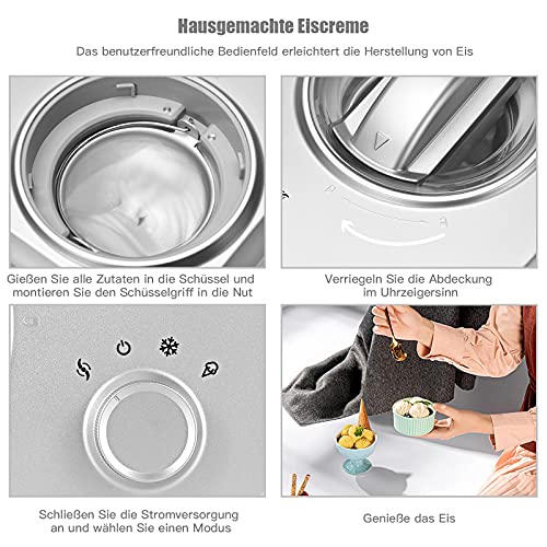 COSTWAY 1L Eiscrememaschine, 100W Eismaschine, Speiseeisbereiter 3 Modi, Yogurtbereiter Frozen Eiscreme-Bereiter mit… – Bild 5