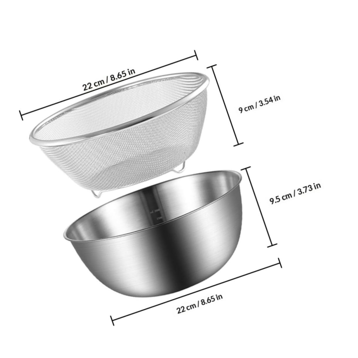 Set 2 Pezzi Cestino in Acciaio Inox per Frutta e Verdura Colino per Lavare Riso e Scolapasta da Cucina Manici Ergonomici e Design Doppio Strato