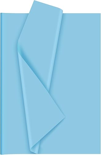 Bouiexye 60 hojas de papel de seda azul bebé, papel de seda de Navidad, envoltura de regalo a granel para manualidades, manualidades, floral,