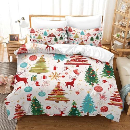 Housse de couette Noël microfibre résistante aux lavages lit king size