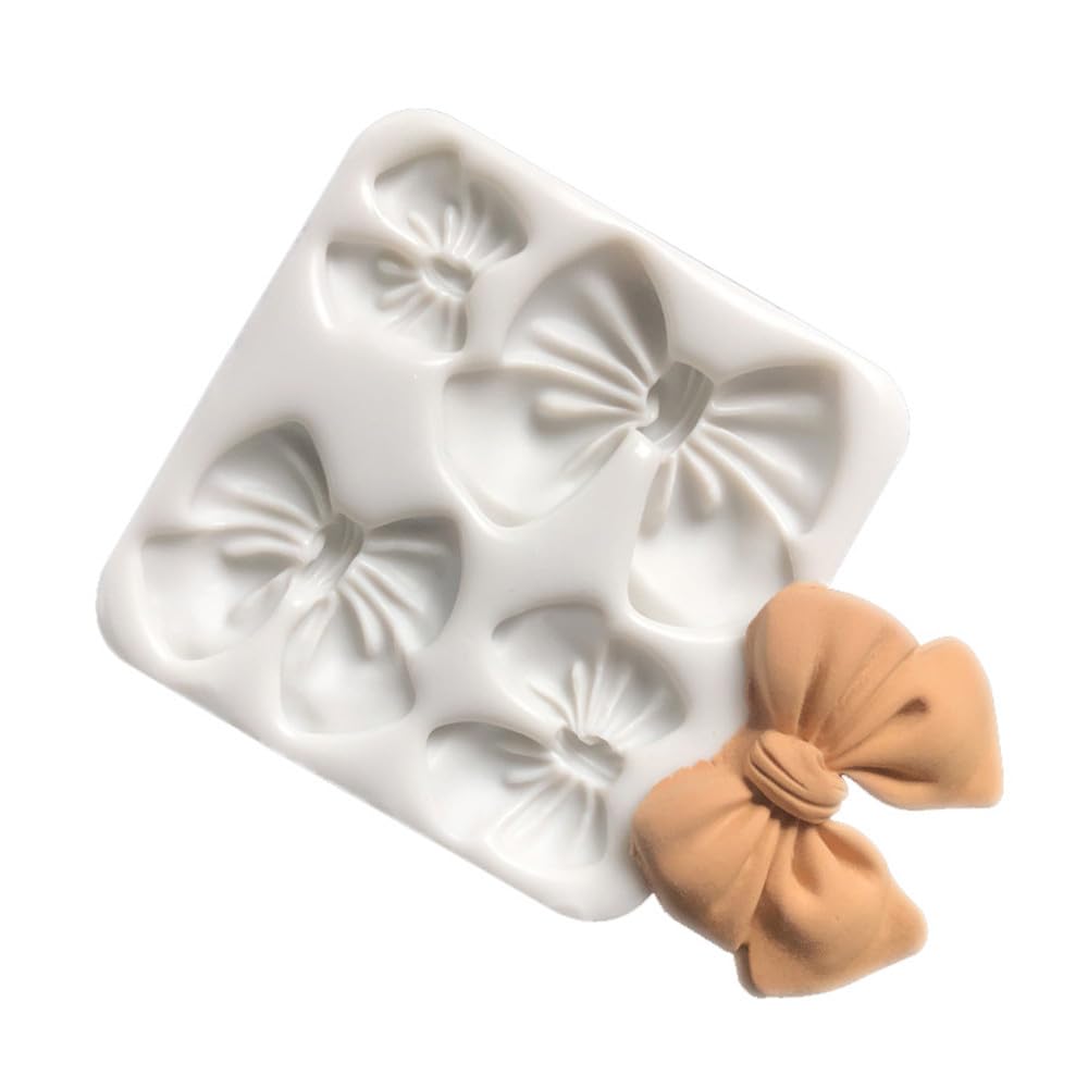 Nixnut White Fondant Cake Chocolate Mould Silicone Cookie Candy Mould Baking Diy Kitchen Tool Party Decorating Bowknot Pattern