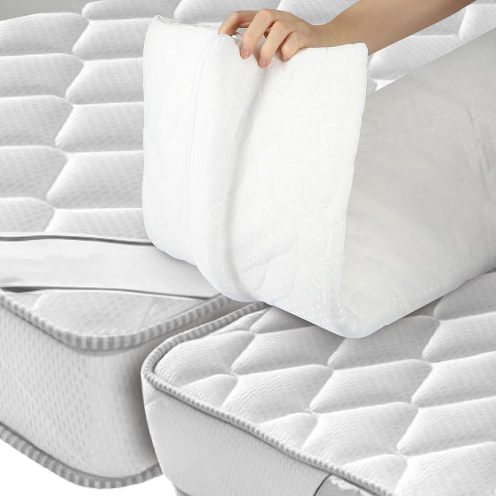 Bochino Twin to King Size Bed Bridge, 75"x12" Memory Foam Gap Filler, Removable & Washable Cover, Zipper Closure, White