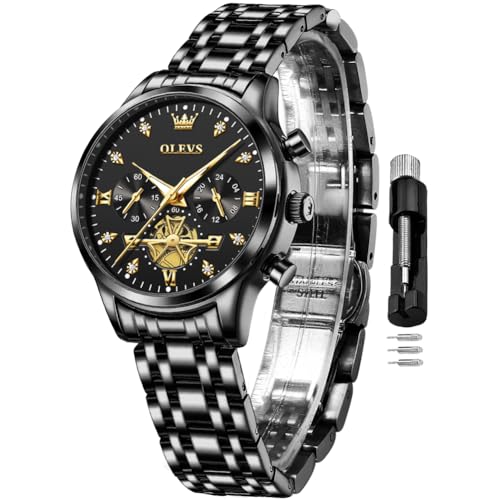 Image of OLEVS Women Watch Multifunctional Two Tone Watch Fashion Business Analog Quartz Ladies Watch Stainless Steel Waterproof Diamond Watch for Women