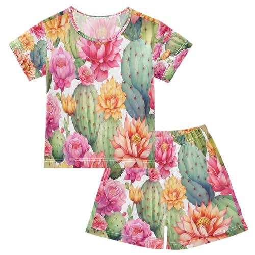 Cactus(38) Kids Pjs Set Boys Girls Summer Short-Sleeve Sleepwear Pajamas 2PCS