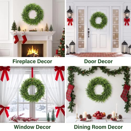 DUZYXI 24" Realistic Artificial Cedar Christmas Wreath for Front Door - image 2