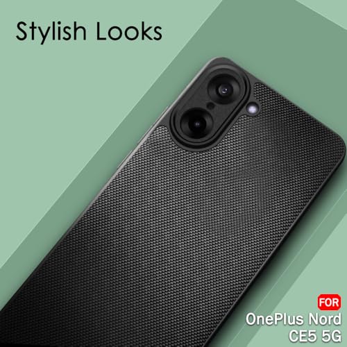 Image of TheGiftKart Back Cover Case for OnePlus Nord CE 5 5G | Slim & Lightweight | Ultra-Premium Design | Camera Protection Bump | Fabric Texture Case Cover (PC & TPU, Black)