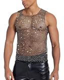 Photo Gallery ichlovdu gilet in rete da uomo con strass nero lucido effetto bagnato Photo Gallery ichlovdu gilet in rete da uomo con strass nero lucido effetto bagnato