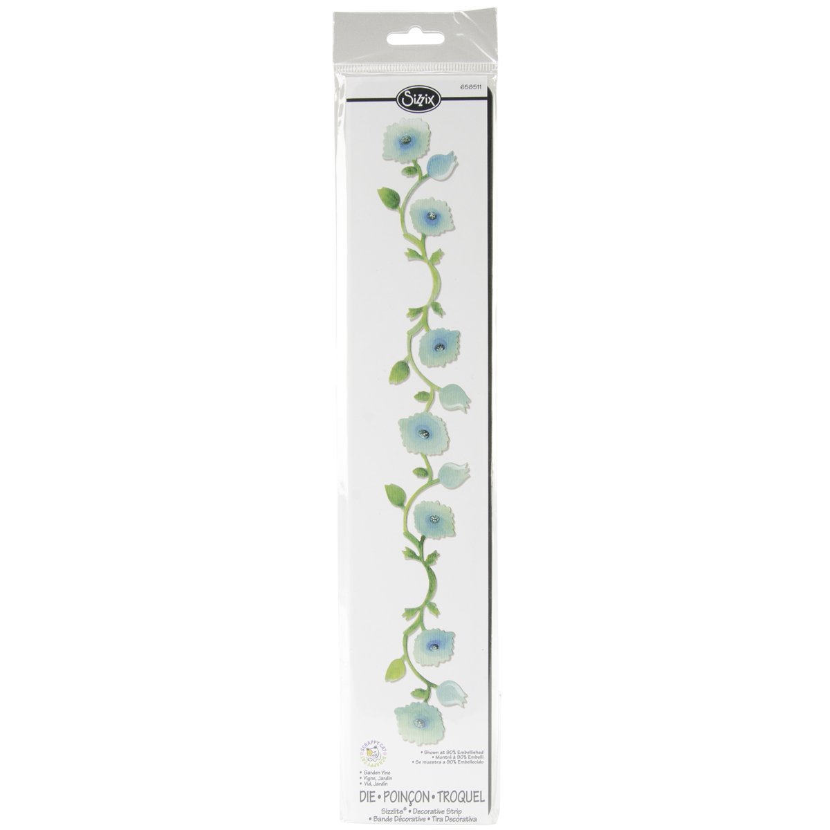 Sizzix Striscia Decorativa 658511 Sizzlits Matrix Vine Giardino Scrappy Cat 6 x 32,4 x 0,4 cm