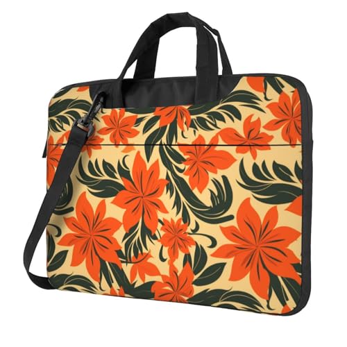 Housse ordinateur 15,6 pouces rembourrée à motif fleurs oranges