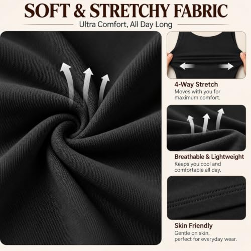 Tank Top with Built in Bra Black 2XL Sleeveless Slim Fit Shelf Bra - image 5