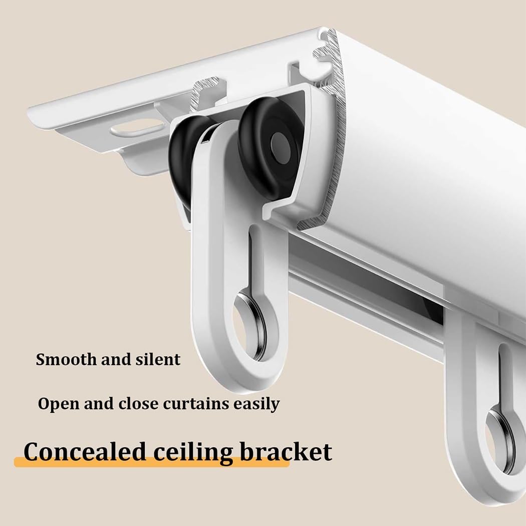 Double Row Curtain Track Silent Heavy Duty Drop Ceiling for Curtains-Room Divider,Aluminium Ceiling Curtain Track Set, 16.1FT Room Divider Rod for Bay Window, RV & Bunk Bed Curtains - Easy t