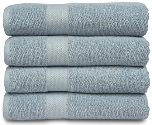 MAURA Premium Bath Towels 100% Cotton 27x54 Ultra Absorbent Quick Dry 4 Pack Soft Terry Bath Towels Set for Bathroom, Hotel and Spa Quality, Serenity Blue