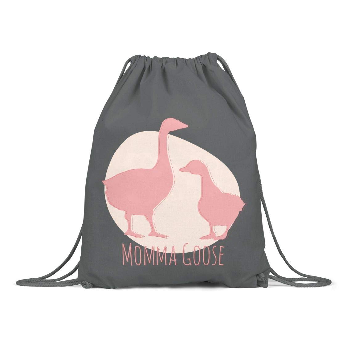 Pink Moma Goose and Her Little Kid Organic Cotton Drawstring Gym Bag