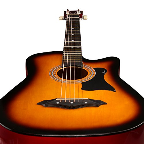 Image of Juarez Lindenwood Acoustic Guitar Kit, JRZ38C /3TS 38 Inches Cutaway, 38C With Bag, Strings, Picks And Strap, 3TS Sunburst