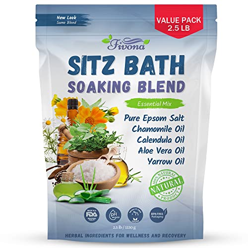 Fivona 40Oz Sitz Bath Salts For Hemorrhoids And Postpartum Care, Epsom Salt Soak With All Natural Oils For Self Care Bartholin Cyst Treatment, Large Value Pack #TOP27
