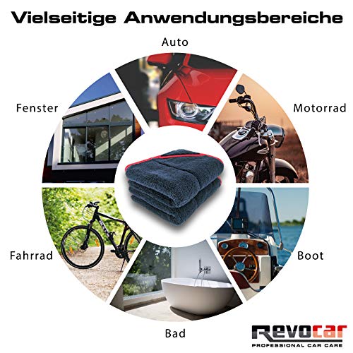 Revocar Premium Microvezel Handdoeken zwart Set van 2 (45x40cm) extreem absorberend, lak-vriendelijk, ultra-zacht - Auto… - Image 7