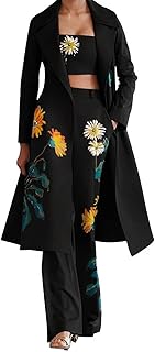 Conjunto de Traje de pantalón y Abrigo Largo para Mujer, Gabardina Elegante, Chaqueta de Invierno con Solapa de Manga Larg...