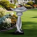 watnature 22.8”Tall Bird Baths for Garden - Concrete Modern Outdoor Standing Birdbath, Decoration Yard Statue for Garden, Patio, Backyard, Lawn -14.5”Dia X 22.8”H Contemporary Birdbaths with Pedestal