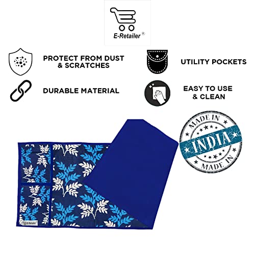 Image of Polyester 3-Layered Microwave Oven Top Cover With 4 Utility Pockets Suitable for Upto 30 Liter (Color- Blue, Size-36x14 In)