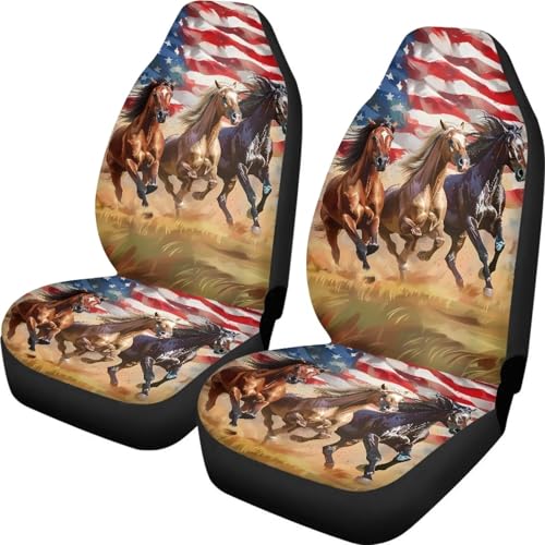Housses de siege auto souples drapeau americain cheval