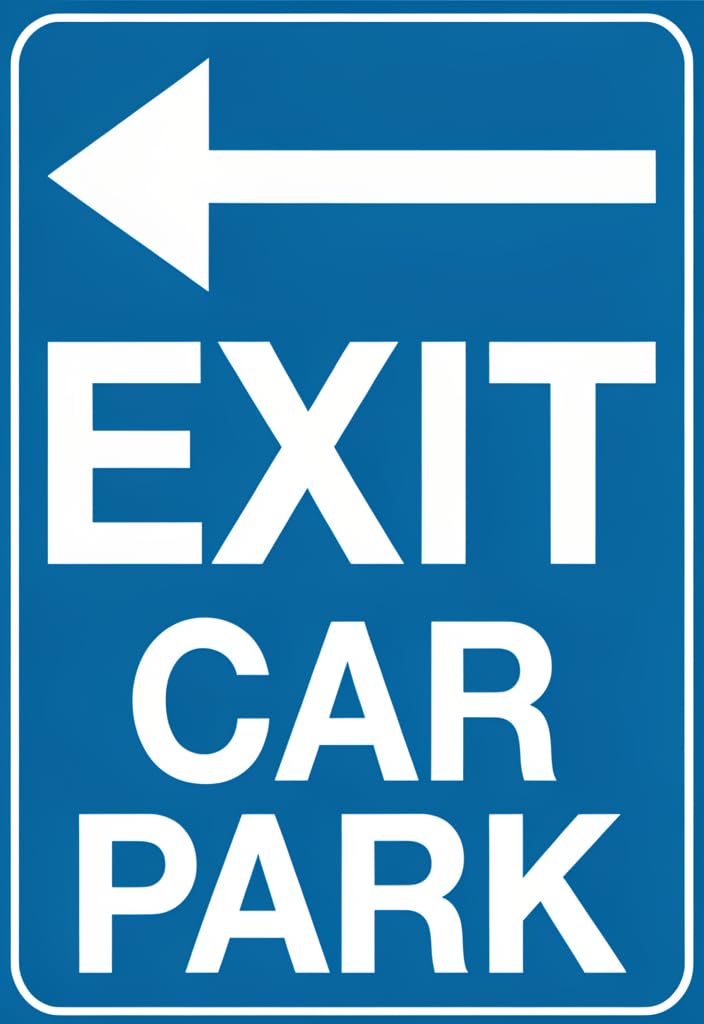 peiyeety Exit Car Park Tin Sign 12x8 Inch, Blue Metal Parking Direction Sign with Left Arrow, Vintage Wall Decor for Garage, Driveway, Man Cave, Home Decor, Gift Idea