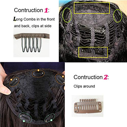 Yaki Straight Half Wigs Human Hair Brazilian Yaki 3/4 Half Wigs For Women Glueless Virgin Hair None Lace Wigs 150% Density Natural Color 1#/2#/4# (16inch, Natural Color)