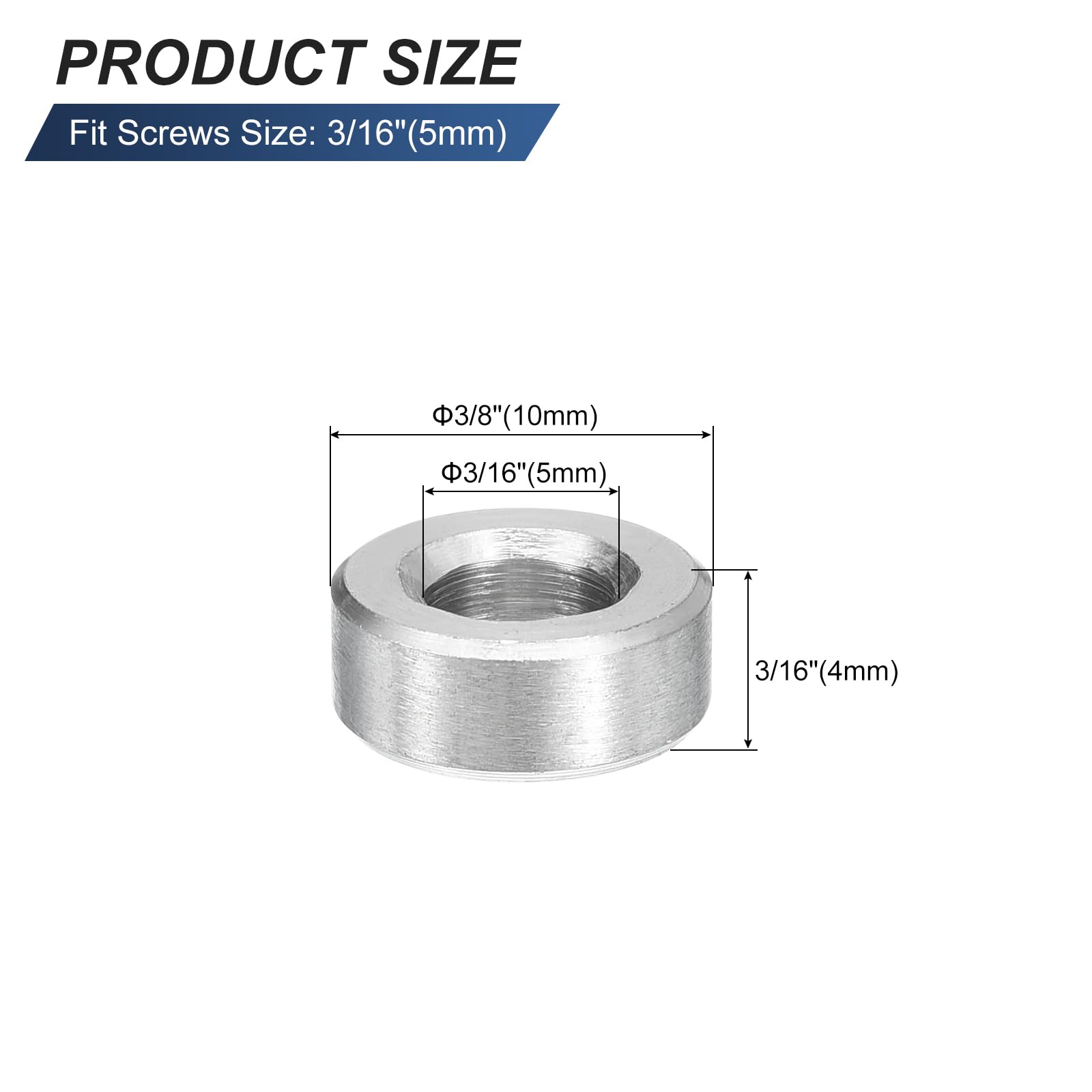QUARKZMAN 10pz Distanziatori in Acciaio Inossidabile, 5mm ID x 10mm OD x 4mmL Separatore a Vite in Ottone Non Filettato Spacer Rotondo per Viti Bulloni Dadi 3/16" o M5