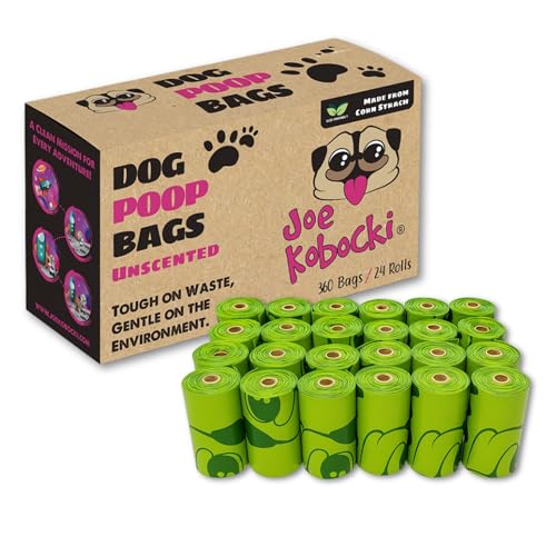 Image of Dog Poop Bags - Extra Strong, Leak-Proof, Unscented, 360 Count (24 Rolls), 9x13 Inches, Corn Starch-Based