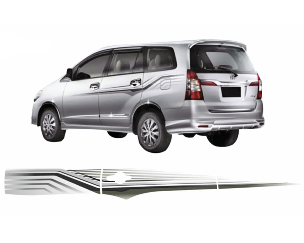 Quara Automaze Car Side Decal Full Body Sticker Graphics,Black-Grey for Toyota-Innova 2015 Model 0185-image-29