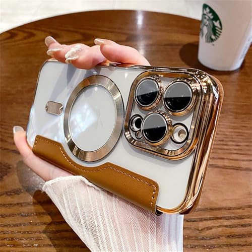 VIPAVA Funda de Cuero Transparente con Tapa para iPhone 14, 15, Pro MAX, 13, 12, 11 Pro MAX Plus, con Tarjetero, a Prueba de Golpes, Color marrón Oscuro, para iPhone 12 Pro MAX