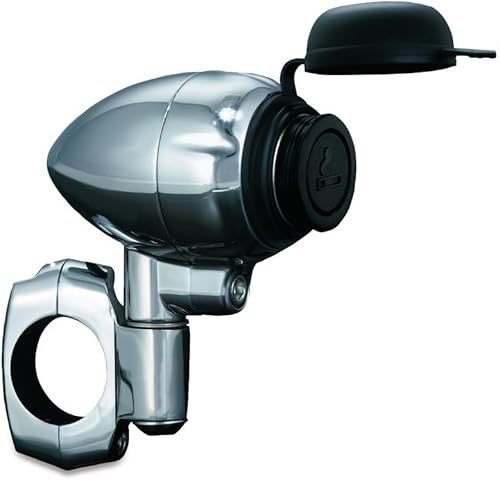 Kuryakyn 1423 Accesorio para manillar de motocicleta: cargador de dispositivo eléctrico con abrazadera de montaje, ajuste universal para manillares