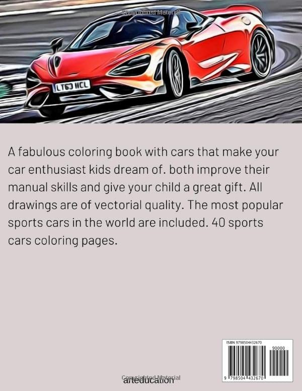 Luxury Sport Cars Coloring Book For Kids: Learning Painting with Luxury Sport Car Designs image 3