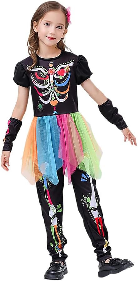 Little Surprise Box Costume for Girls | Halloween Costume for Girls Skeleton Princess Dress Up | Fancy Dress Costume Cosplay Dress for Girls