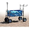 Beach Wagon with Balloon Wheels, Collapsible Cart with Big Wheels for Sand, Adjustable Racks for Folding Chairs 10x3 Rubber Tire