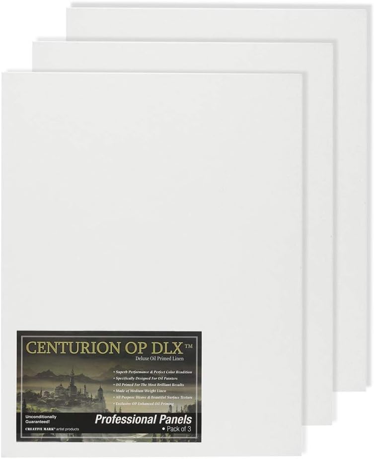Centurion Deluxe Professional Oil Primed Linen Canvas Panels - 16x20-3 Pack of Linen Canvases for Painting, Artwork and More