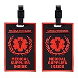 Mikovivi 2uds Médico Alerta Etiquetas para Bolsas, Medical Supplies Inside Etiqueta Equipo Equipaje Etiquetas para Viaje Maletas Mochilas