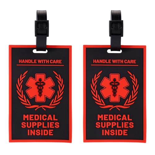 2pcs Medical Alert Tags for Bags, Medical ID Supplies Inside Labels Equipment Device Luggage Tags for Travel Suitcases Backpacks